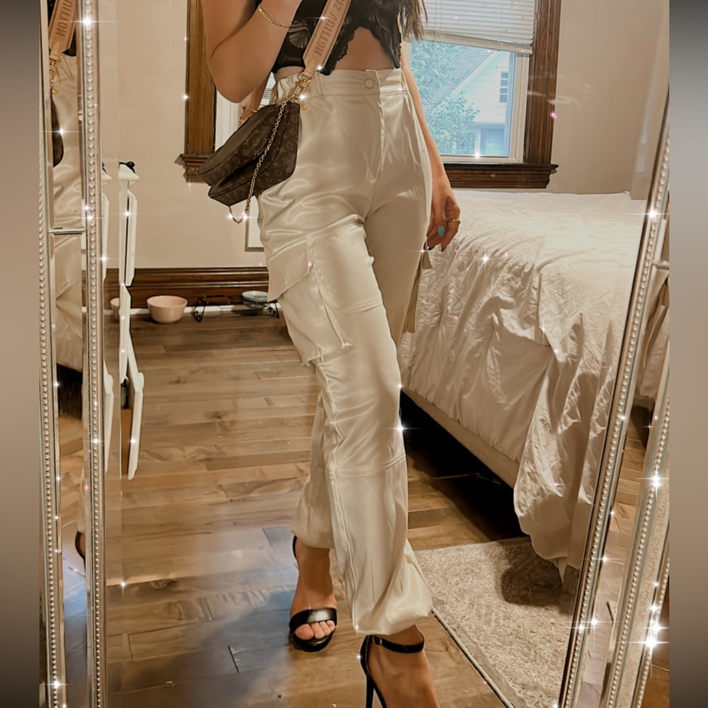 Stylish Cream Cargo Pants for Women